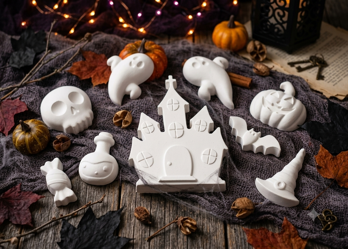 Mal-Set Halloween – Spukhaus, Gespenster, Kürbis & Totenkopf
