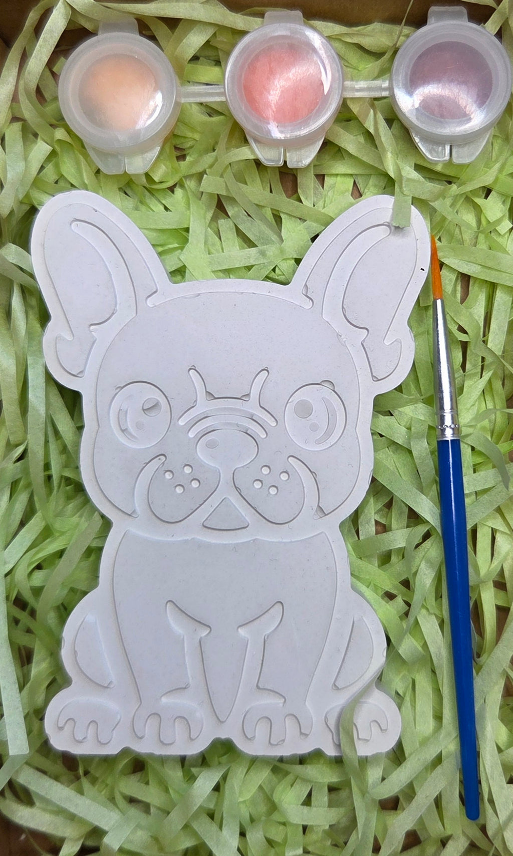 Mal-Set – Französische Bulldogge Gipsfigur Set in Geschenkbox