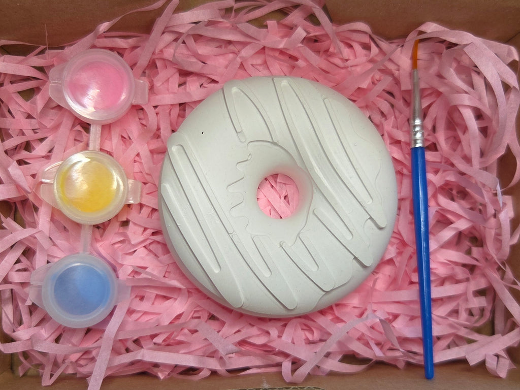 Kreativ Set / Mal-Set Donut ... Geschenkidee für DIY-Fans Bemalbare Gipsfiguren Donut – DIY Kreativset zum Selbstgestalten & Bemalen